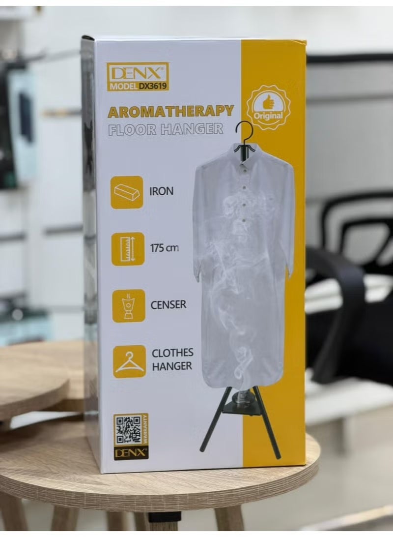 Denx حامل الملابس الأرضي للعلاج بالروائح DX3619 بارتفاع 175 سم مع قاعدة حديدية وموقد عطر مدمج للتجفيف الداخلي، حامل ملابس ثقيل لتوفير المساحة لغرفة النوم، وغرفة الغسيل، والشرفة - Image 1